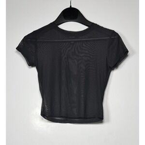 Just Polly New York Sheer Mesh Top Womens Small Black Stretch Casual Wear Shirt